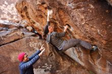 Bouldering in Hueco Tanks on 12/06/2019 with Blue Lizard Climbing and Yoga

Filename: SRM_20191206_1043480.jpg
Aperture: f/4.5
Shutter Speed: 1/250
Body: Canon EOS-1D Mark II
Lens: Canon EF 16-35mm f/2.8 L