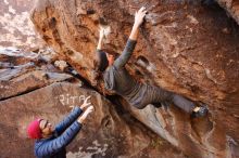 Bouldering in Hueco Tanks on 12/06/2019 with Blue Lizard Climbing and Yoga

Filename: SRM_20191206_1043490.jpg
Aperture: f/4.5
Shutter Speed: 1/250
Body: Canon EOS-1D Mark II
Lens: Canon EF 16-35mm f/2.8 L