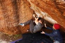 Bouldering in Hueco Tanks on 12/06/2019 with Blue Lizard Climbing and Yoga

Filename: SRM_20191206_1155450.jpg
Aperture: f/4.5
Shutter Speed: 1/250
Body: Canon EOS-1D Mark II
Lens: Canon EF 16-35mm f/2.8 L