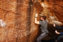 Bouldering in Hueco Tanks on 12/06/2019 with Blue Lizard Climbing and Yoga

Filename: SRM_20191206_1157570.jpg
Aperture: f/5.0
Shutter Speed: 1/250
Body: Canon EOS-1D Mark II
Lens: Canon EF 16-35mm f/2.8 L