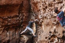 Bouldering in Hueco Tanks on 12/06/2019 with Blue Lizard Climbing and Yoga

Filename: SRM_20191206_1523581.jpg
Aperture: f/2.5
Shutter Speed: 1/250
Body: Canon EOS-1D Mark II
Lens: Canon EF 50mm f/1.8 II