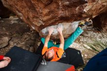 Bouldering in Hueco Tanks on 12/11/2019 with Blue Lizard Climbing and Yoga

Filename: SRM_20191211_1602400.jpg
Aperture: f/4.5
Shutter Speed: 1/250
Body: Canon EOS-1D Mark II
Lens: Canon EF 16-35mm f/2.8 L