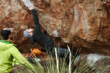 Bouldering in Hueco Tanks on 12/11/2019 with Blue Lizard Climbing and Yoga

Filename: SRM_20191211_1612050.jpg
Aperture: f/4.5
Shutter Speed: 1/400
Body: Canon EOS-1D Mark II
Lens: Canon EF 50mm f/1.8 II