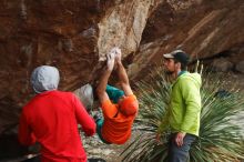 Bouldering in Hueco Tanks on 12/11/2019 with Blue Lizard Climbing and Yoga

Filename: SRM_20191211_1620290.jpg
Aperture: f/4.5
Shutter Speed: 1/400
Body: Canon EOS-1D Mark II
Lens: Canon EF 50mm f/1.8 II