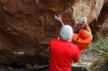 Bouldering in Hueco Tanks on 12/11/2019 with Blue Lizard Climbing and Yoga

Filename: SRM_20191211_1620350.jpg
Aperture: f/4.5
Shutter Speed: 1/320
Body: Canon EOS-1D Mark II
Lens: Canon EF 50mm f/1.8 II