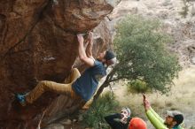 Bouldering in Hueco Tanks on 12/11/2019 with Blue Lizard Climbing and Yoga

Filename: SRM_20191211_1624230.jpg
Aperture: f/4.5
Shutter Speed: 1/400
Body: Canon EOS-1D Mark II
Lens: Canon EF 50mm f/1.8 II