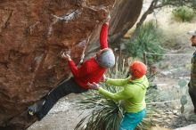 Bouldering in Hueco Tanks on 12/11/2019 with Blue Lizard Climbing and Yoga

Filename: SRM_20191211_1709171.jpg
Aperture: f/2.8
Shutter Speed: 1/400
Body: Canon EOS-1D Mark II
Lens: Canon EF 50mm f/1.8 II