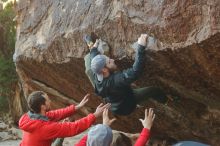 Bouldering in Hueco Tanks on 12/13/2019 with Blue Lizard Climbing and Yoga

Filename: SRM_20191213_1100360.jpg
Aperture: f/4.0
Shutter Speed: 1/250
Body: Canon EOS-1D Mark II
Lens: Canon EF 50mm f/1.8 II