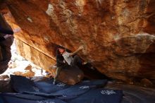 Bouldering in Hueco Tanks on 12/13/2019 with Blue Lizard Climbing and Yoga

Filename: SRM_20191213_1411440.jpg
Aperture: f/4.0
Shutter Speed: 1/250
Body: Canon EOS-1D Mark II
Lens: Canon EF 16-35mm f/2.8 L