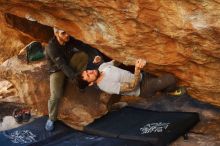 Bouldering in Hueco Tanks on 12/13/2019 with Blue Lizard Climbing and Yoga

Filename: SRM_20191213_1643130.jpg
Aperture: f/3.2
Shutter Speed: 1/250
Body: Canon EOS-1D Mark II
Lens: Canon EF 50mm f/1.8 II