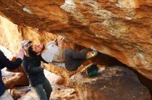 Bouldering in Hueco Tanks on 12/13/2019 with Blue Lizard Climbing and Yoga

Filename: SRM_20191213_1643350.jpg
Aperture: f/3.2
Shutter Speed: 1/250
Body: Canon EOS-1D Mark II
Lens: Canon EF 50mm f/1.8 II