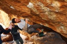 Bouldering in Hueco Tanks on 12/13/2019 with Blue Lizard Climbing and Yoga

Filename: SRM_20191213_1643351.jpg
Aperture: f/3.2
Shutter Speed: 1/250
Body: Canon EOS-1D Mark II
Lens: Canon EF 50mm f/1.8 II