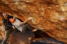 Bouldering in Hueco Tanks on 12/13/2019 with Blue Lizard Climbing and Yoga

Filename: SRM_20191213_1654240.jpg
Aperture: f/3.2
Shutter Speed: 1/250
Body: Canon EOS-1D Mark II
Lens: Canon EF 50mm f/1.8 II