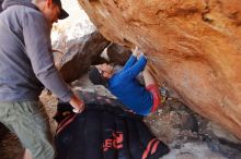 Bouldering in Hueco Tanks on 12/14/2019 with Blue Lizard Climbing and Yoga

Filename: SRM_20191214_1151260.jpg
Aperture: f/2.8
Shutter Speed: 1/320
Body: Canon EOS-1D Mark II
Lens: Canon EF 16-35mm f/2.8 L