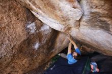 Bouldering in Hueco Tanks on 12/14/2019 with Blue Lizard Climbing and Yoga

Filename: SRM_20191214_1525260.jpg
Aperture: f/3.5
Shutter Speed: 1/250
Body: Canon EOS-1D Mark II
Lens: Canon EF 16-35mm f/2.8 L