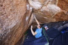 Bouldering in Hueco Tanks on 12/14/2019 with Blue Lizard Climbing and Yoga

Filename: SRM_20191214_1525330.jpg
Aperture: f/3.2
Shutter Speed: 1/250
Body: Canon EOS-1D Mark II
Lens: Canon EF 16-35mm f/2.8 L