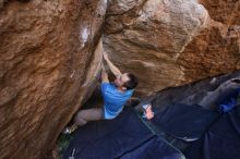 Bouldering in Hueco Tanks on 12/14/2019 with Blue Lizard Climbing and Yoga

Filename: SRM_20191214_1527110.jpg
Aperture: f/3.5
Shutter Speed: 1/250
Body: Canon EOS-1D Mark II
Lens: Canon EF 16-35mm f/2.8 L