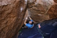 Bouldering in Hueco Tanks on 12/14/2019 with Blue Lizard Climbing and Yoga

Filename: SRM_20191214_1528100.jpg
Aperture: f/3.5
Shutter Speed: 1/250
Body: Canon EOS-1D Mark II
Lens: Canon EF 16-35mm f/2.8 L