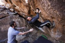 Bouldering in Hueco Tanks on 12/14/2019 with Blue Lizard Climbing and Yoga

Filename: SRM_20191214_1610120.jpg
Aperture: f/4.0
Shutter Speed: 1/250
Body: Canon EOS-1D Mark II
Lens: Canon EF 16-35mm f/2.8 L