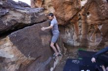 Bouldering in Hueco Tanks on 12/14/2019 with Blue Lizard Climbing and Yoga

Filename: SRM_20191214_1614090.jpg
Aperture: f/5.0
Shutter Speed: 1/250
Body: Canon EOS-1D Mark II
Lens: Canon EF 16-35mm f/2.8 L