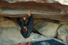 Bouldering in Hueco Tanks on 12/14/2019 with Blue Lizard Climbing and Yoga

Filename: SRM_20191214_1726060.jpg
Aperture: f/3.5
Shutter Speed: 1/250
Body: Canon EOS-1D Mark II
Lens: Canon EF 50mm f/1.8 II