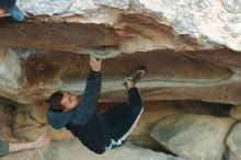 Bouldering in Hueco Tanks on 12/14/2019 with Blue Lizard Climbing and Yoga

Filename: SRM_20191214_1726200.jpg
Aperture: f/3.2
Shutter Speed: 1/250
Body: Canon EOS-1D Mark II
Lens: Canon EF 50mm f/1.8 II