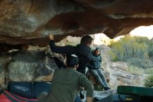 Bouldering in Hueco Tanks on 12/14/2019 with Blue Lizard Climbing and Yoga

Filename: SRM_20191214_1727100.jpg
Aperture: f/5.0
Shutter Speed: 1/250
Body: Canon EOS-1D Mark II
Lens: Canon EF 50mm f/1.8 II