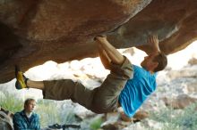 Bouldering in Hueco Tanks on 12/14/2019 with Blue Lizard Climbing and Yoga

Filename: SRM_20191214_1733100.jpg
Aperture: f/3.2
Shutter Speed: 1/250
Body: Canon EOS-1D Mark II
Lens: Canon EF 50mm f/1.8 II