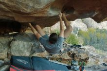 Bouldering in Hueco Tanks on 12/14/2019 with Blue Lizard Climbing and Yoga

Filename: SRM_20191214_1736570.jpg
Aperture: f/5.0
Shutter Speed: 1/250
Body: Canon EOS-1D Mark II
Lens: Canon EF 50mm f/1.8 II