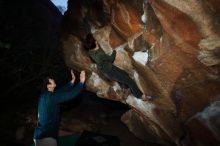 Bouldering in Hueco Tanks on 12/15/2019 with Blue Lizard Climbing and Yoga

Filename: SRM_20191215_1037170.jpg
Aperture: f/8.0
Shutter Speed: 1/250
Body: Canon EOS-1D Mark II
Lens: Canon EF 16-35mm f/2.8 L