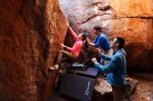 Bouldering in Hueco Tanks on 12/15/2019 with Blue Lizard Climbing and Yoga

Filename: SRM_20191215_1125590.jpg
Aperture: f/2.8
Shutter Speed: 1/200
Body: Canon EOS-1D Mark II
Lens: Canon EF 16-35mm f/2.8 L