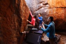 Bouldering in Hueco Tanks on 12/15/2019 with Blue Lizard Climbing and Yoga

Filename: SRM_20191215_1126000.jpg
Aperture: f/2.8
Shutter Speed: 1/250
Body: Canon EOS-1D Mark II
Lens: Canon EF 16-35mm f/2.8 L
