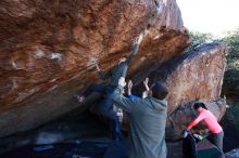 Bouldering in Hueco Tanks on 12/15/2019 with Blue Lizard Climbing and Yoga

Filename: SRM_20191215_1128270.jpg
Aperture: f/7.1
Shutter Speed: 1/250
Body: Canon EOS-1D Mark II
Lens: Canon EF 16-35mm f/2.8 L