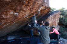 Bouldering in Hueco Tanks on 12/15/2019 with Blue Lizard Climbing and Yoga

Filename: SRM_20191215_1128272.jpg
Aperture: f/6.3
Shutter Speed: 1/250
Body: Canon EOS-1D Mark II
Lens: Canon EF 16-35mm f/2.8 L