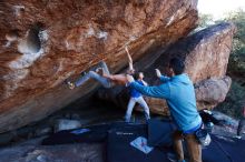 Bouldering in Hueco Tanks on 12/15/2019 with Blue Lizard Climbing and Yoga

Filename: SRM_20191215_1131170.jpg
Aperture: f/6.3
Shutter Speed: 1/250
Body: Canon EOS-1D Mark II
Lens: Canon EF 16-35mm f/2.8 L
