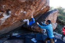 Bouldering in Hueco Tanks on 12/15/2019 with Blue Lizard Climbing and Yoga

Filename: SRM_20191215_1132170.jpg
Aperture: f/5.0
Shutter Speed: 1/250
Body: Canon EOS-1D Mark II
Lens: Canon EF 16-35mm f/2.8 L