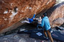Bouldering in Hueco Tanks on 12/15/2019 with Blue Lizard Climbing and Yoga

Filename: SRM_20191215_1136450.jpg
Aperture: f/4.5
Shutter Speed: 1/250
Body: Canon EOS-1D Mark II
Lens: Canon EF 16-35mm f/2.8 L