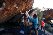 Bouldering in Hueco Tanks on 12/15/2019 with Blue Lizard Climbing and Yoga

Filename: SRM_20191215_1137461.jpg
Aperture: f/6.3
Shutter Speed: 1/250
Body: Canon EOS-1D Mark II
Lens: Canon EF 16-35mm f/2.8 L