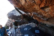 Bouldering in Hueco Tanks on 12/15/2019 with Blue Lizard Climbing and Yoga

Filename: SRM_20191215_1200580.jpg
Aperture: f/5.0
Shutter Speed: 1/250
Body: Canon EOS-1D Mark II
Lens: Canon EF 16-35mm f/2.8 L