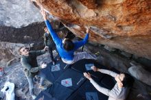 Bouldering in Hueco Tanks on 12/15/2019 with Blue Lizard Climbing and Yoga

Filename: SRM_20191215_1207171.jpg
Aperture: f/5.0
Shutter Speed: 1/250
Body: Canon EOS-1D Mark II
Lens: Canon EF 16-35mm f/2.8 L