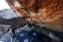 Bouldering in Hueco Tanks on 12/15/2019 with Blue Lizard Climbing and Yoga

Filename: SRM_20191215_1208170.jpg
Aperture: f/5.0
Shutter Speed: 1/250
Body: Canon EOS-1D Mark II
Lens: Canon EF 16-35mm f/2.8 L