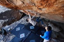 Bouldering in Hueco Tanks on 12/15/2019 with Blue Lizard Climbing and Yoga

Filename: SRM_20191215_1211120.jpg
Aperture: f/5.0
Shutter Speed: 1/250
Body: Canon EOS-1D Mark II
Lens: Canon EF 16-35mm f/2.8 L