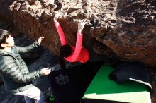 Bouldering in Hueco Tanks on 12/15/2019 with Blue Lizard Climbing and Yoga

Filename: SRM_20191215_1237550.jpg
Aperture: f/9.0
Shutter Speed: 1/250
Body: Canon EOS-1D Mark II
Lens: Canon EF 16-35mm f/2.8 L