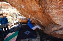 Bouldering in Hueco Tanks on 12/15/2019 with Blue Lizard Climbing and Yoga

Filename: SRM_20191215_1340170.jpg
Aperture: f/5.0
Shutter Speed: 1/250
Body: Canon EOS-1D Mark II
Lens: Canon EF 16-35mm f/2.8 L