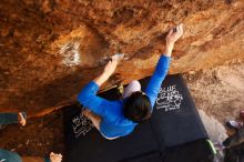 Bouldering in Hueco Tanks on 12/15/2019 with Blue Lizard Climbing and Yoga

Filename: SRM_20191215_1418190.jpg
Aperture: f/2.8
Shutter Speed: 1/125
Body: Canon EOS-1D Mark II
Lens: Canon EF 16-35mm f/2.8 L