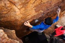 Bouldering in Hueco Tanks on 12/15/2019 with Blue Lizard Climbing and Yoga

Filename: SRM_20191215_1419200.jpg
Aperture: f/3.2
Shutter Speed: 1/250
Body: Canon EOS-1D Mark II
Lens: Canon EF 16-35mm f/2.8 L