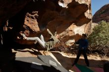 Bouldering in Hueco Tanks on 12/15/2019 with Blue Lizard Climbing and Yoga

Filename: SRM_20191215_1428330.jpg
Aperture: f/10.0
Shutter Speed: 1/320
Body: Canon EOS-1D Mark II
Lens: Canon EF 16-35mm f/2.8 L