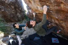 Bouldering in Hueco Tanks on 12/15/2019 with Blue Lizard Climbing and Yoga

Filename: SRM_20191215_1609160.jpg
Aperture: f/5.0
Shutter Speed: 1/250
Body: Canon EOS-1D Mark II
Lens: Canon EF 16-35mm f/2.8 L