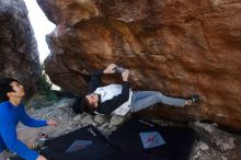 Bouldering in Hueco Tanks on 12/15/2019 with Blue Lizard Climbing and Yoga

Filename: SRM_20191215_1617010.jpg
Aperture: f/5.6
Shutter Speed: 1/250
Body: Canon EOS-1D Mark II
Lens: Canon EF 16-35mm f/2.8 L