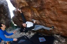 Bouldering in Hueco Tanks on 12/15/2019 with Blue Lizard Climbing and Yoga

Filename: SRM_20191215_1617011.jpg
Aperture: f/5.6
Shutter Speed: 1/250
Body: Canon EOS-1D Mark II
Lens: Canon EF 16-35mm f/2.8 L